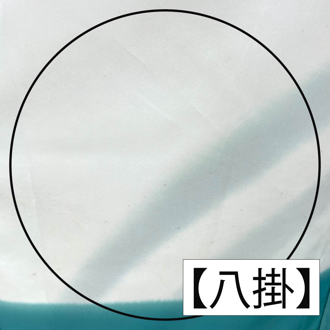 訪問着 ポリエステル Aランク 胴抜き 身丈156cm 裄丈64cm 薄水色(うすみずいろ) 半衿付き 踊り衣装 紗綾形 緑系 1112006383319