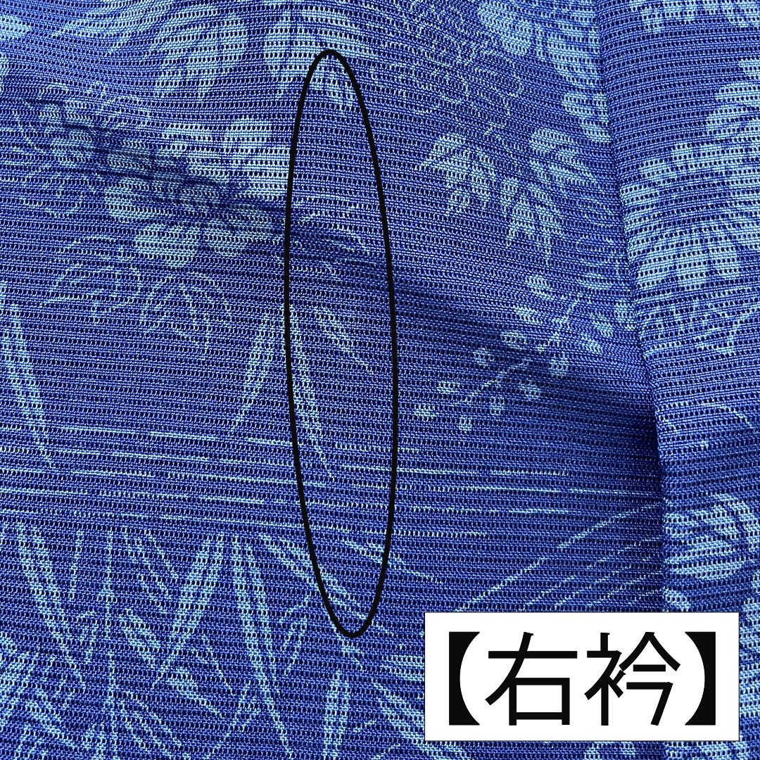 夏物 正絹 小紋 身丈157cm 裄丈65cm 紺桔梗色(こんききょういろ) 京紅型 草木染 五泉 絽 Aランク 紺系 1132002123318