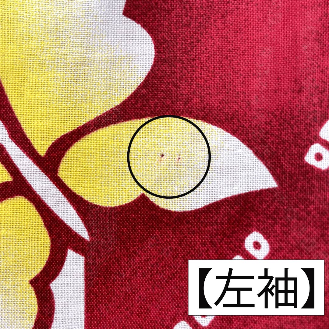 Yukata Cotton Length 160cm Sleeve length 64cm S rank Single layer Red Crimson Butterfly Bamboo 1118005532412