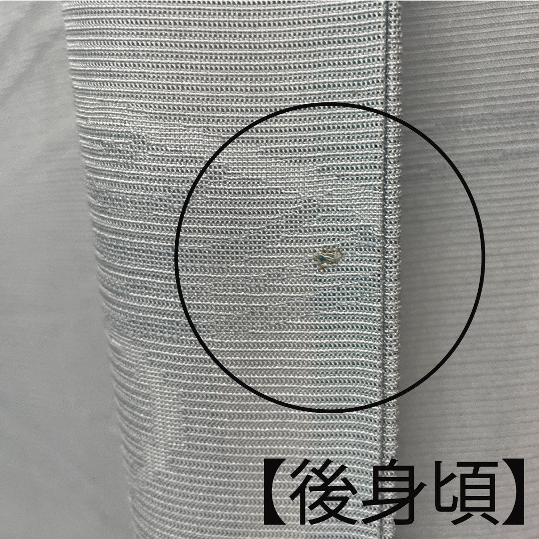 夏物 正絹 色無地 身丈162.5cm 裄丈63cm 砧青磁色(きぬたせいじいろ) 梅鉢 しつけ糸付き 流水 絽 Aランク 水色系 1132000493424