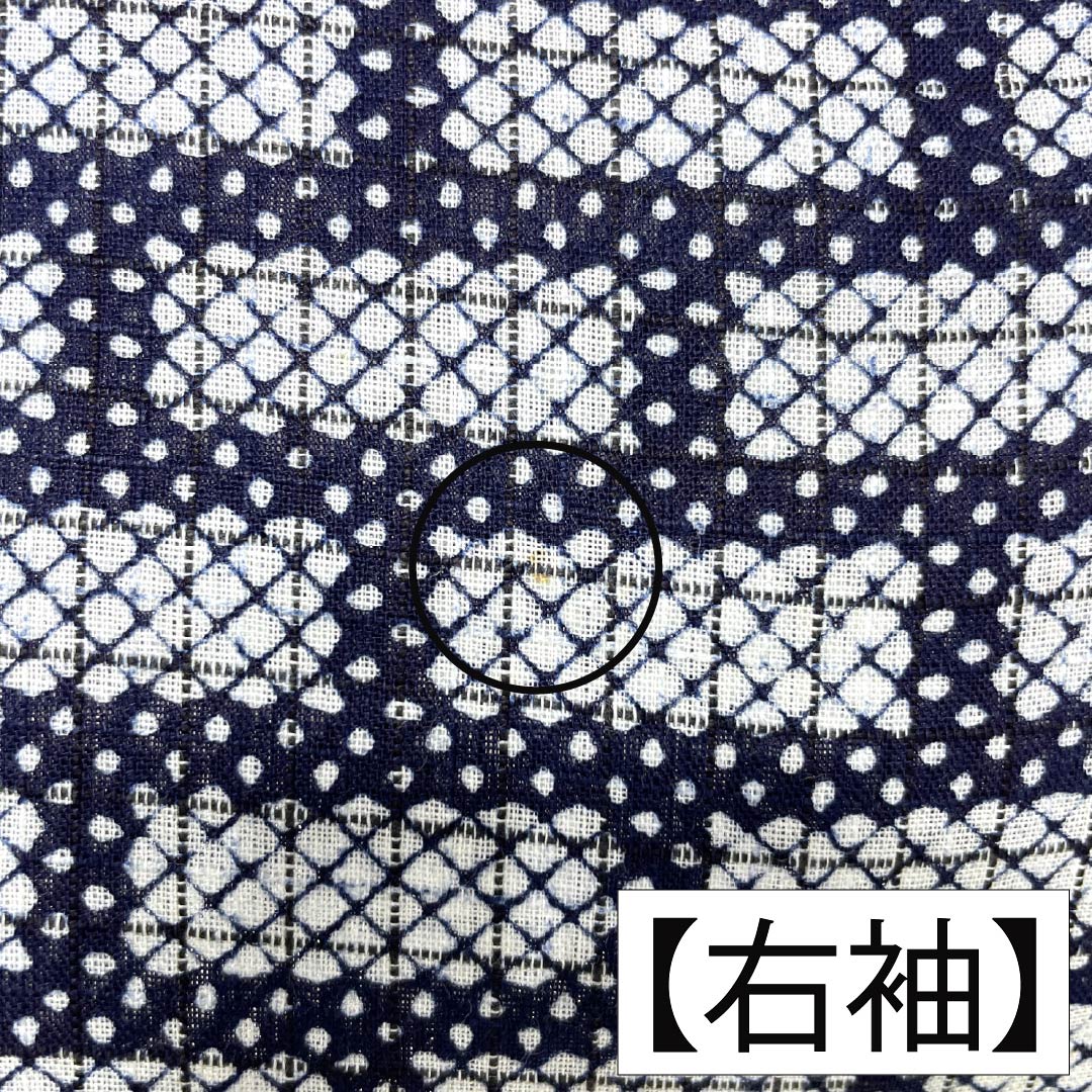 メンズ浴衣 木綿 Aランク 身丈144cm 裄丈68cm 白銅色(はくどういろ) 幾何学模様 居敷当て付き 単衣 グレー系 1138000993422