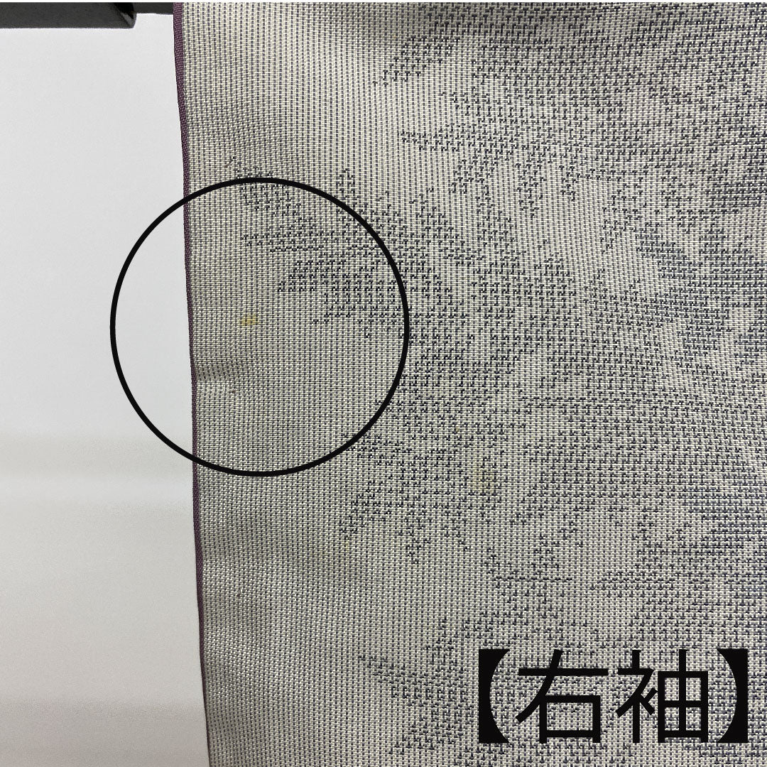 大島紬 身丈160cm 裄丈66cm 草花模様 正絹 Bランク 袷 グレー系 1116001484422
