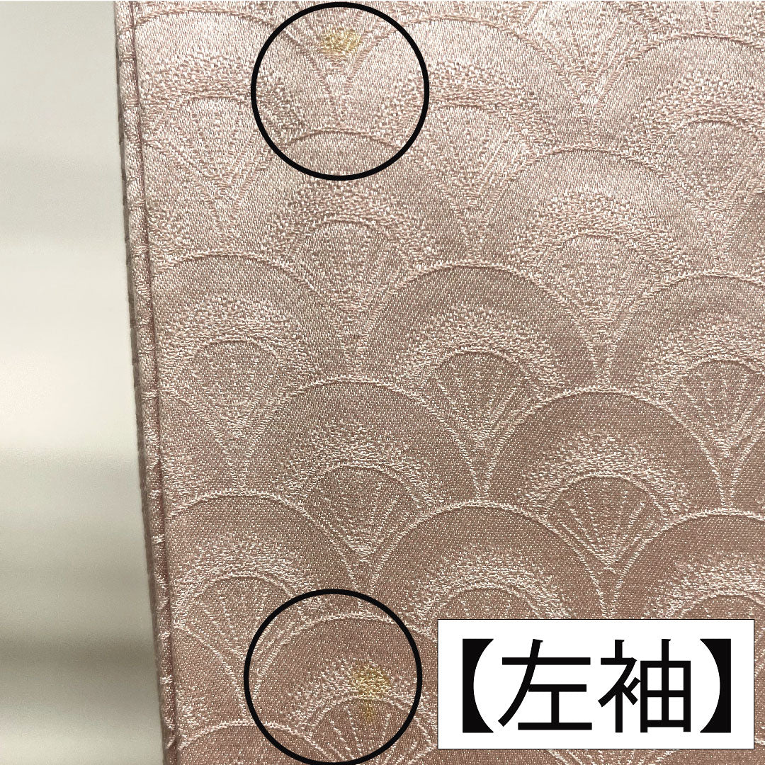 色無地 正絹 身丈164.5cm 裄丈63.5cm 桜色(さくらいろ) 扇 無地訪問着 袷 紋なし Aランク ピンク系 1114001393413