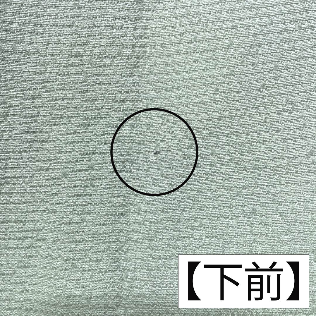 色無地 正絹 Sランク 身丈160.5cm 裄丈65.5cm 秘色(ひそく) 一つ紋 剣片喰 縫い紋 単衣 緑系 1114002352419