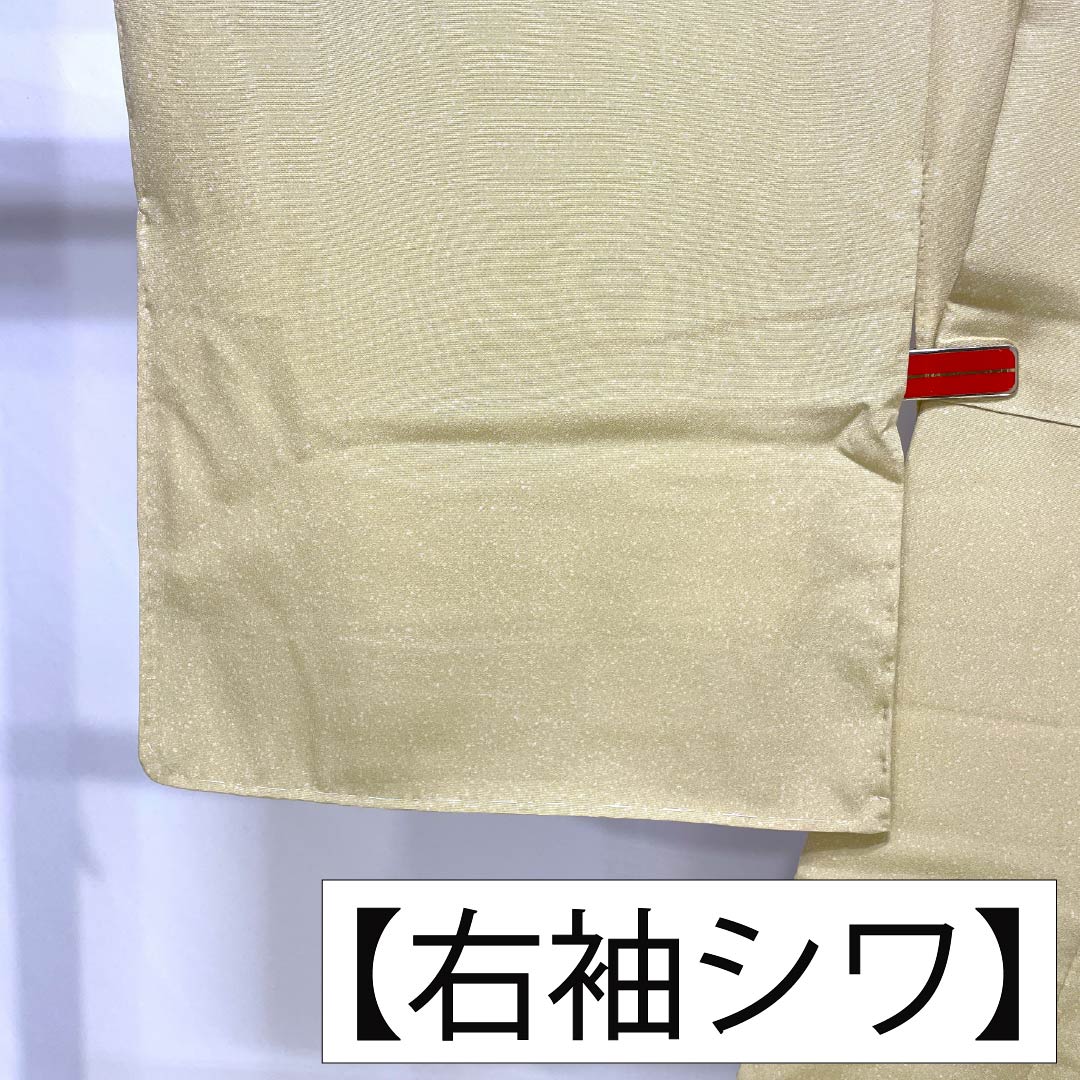 Visiting Kimono, Pure Silk, S Rank, Lined, Length 152.5cm, Sleeve Length 63cm, Light Egg-Colored, Kyoto Yuzen Pattern, Floral and Grass Design, Yellow, Product Number: 1112007182223