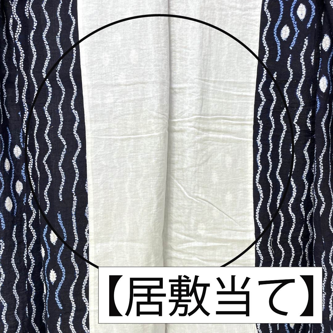 浴衣 木綿 身丈146cm 裄丈63.5cm Bランク 単衣 紺系 濃紺色(のうこんいろ) 有松絞り 抽象模様 居敷当て 1118006784118
