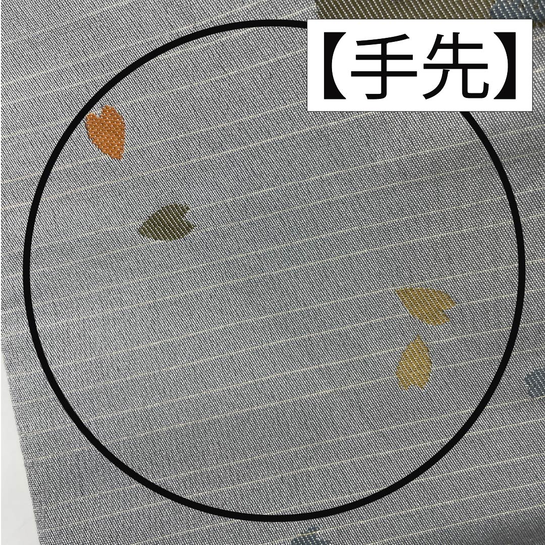 半幅帯 ポリエステル 帯丈440cm 水銀色(すいぎんいろ) 古典柄 花柄 長尺 グレー系 Sランク 1125001522422
