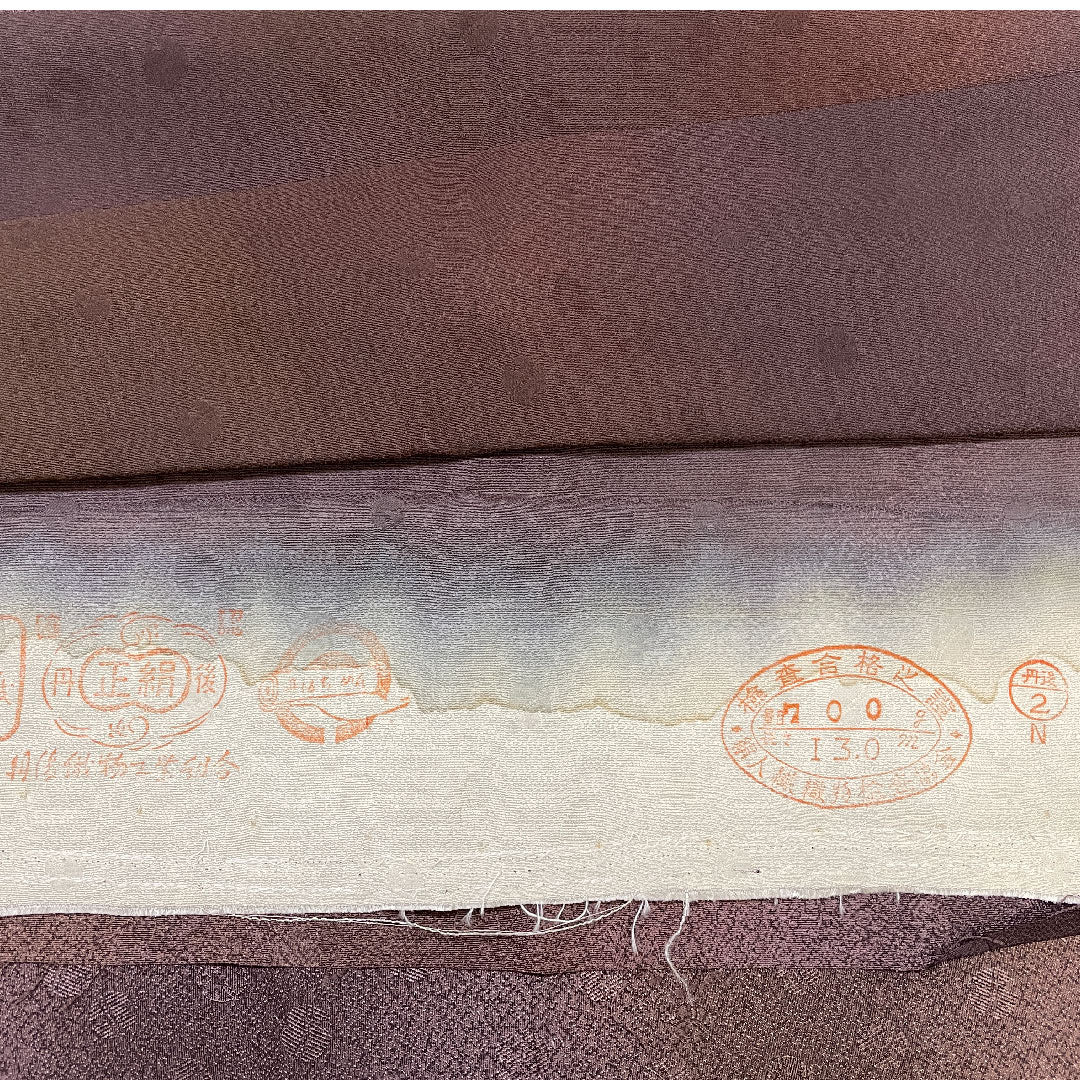 色無地 草木染 丹後ちりめん 鈴 身丈160cm 裄丈65cm 袷 正絹 Sランク 紫系 1114000472420