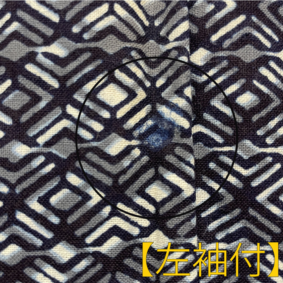 浴衣 木綿 身丈142.5cm 裄丈63cm Aランク 単衣 紺系 濃紺色(のうこんいろ) 男物 幾何学模様 1118004973418