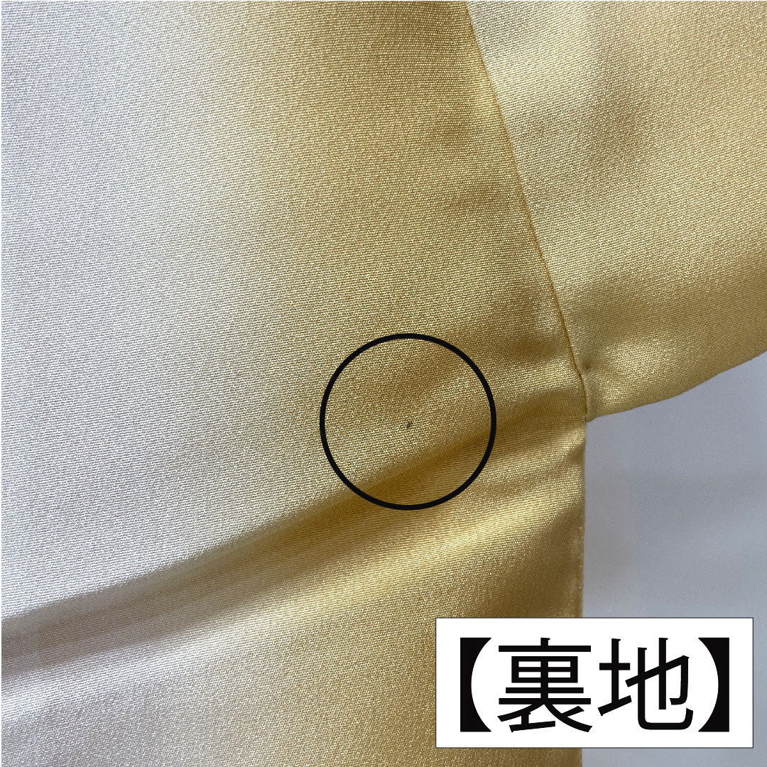 Homongi, pure silk, lined, length 159.5cm, sleeve length 61cm, light tangerine color, Sagara embroidery, floral pattern, one crest, quince, S rank, yellow, 1112005082323