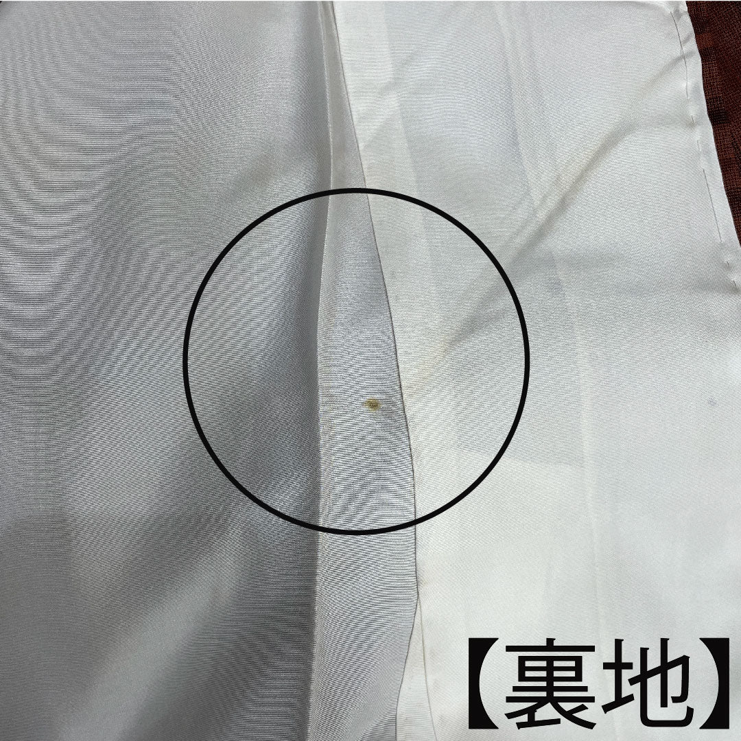 紬 正絹 身丈155.5cm 裄丈62.5cm 横段 Aランク 袷 茶系 1116002793314