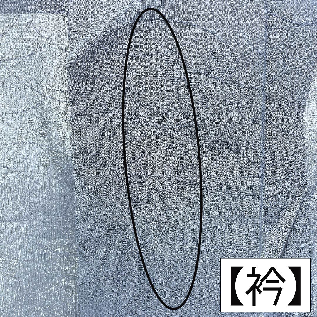 夏物 綿麻 色無地 Bランク 身丈158cm 裄丈62.5cm 濃紺色(のうこんいろ) 露芝 萩 紗 紺系 1132004574318