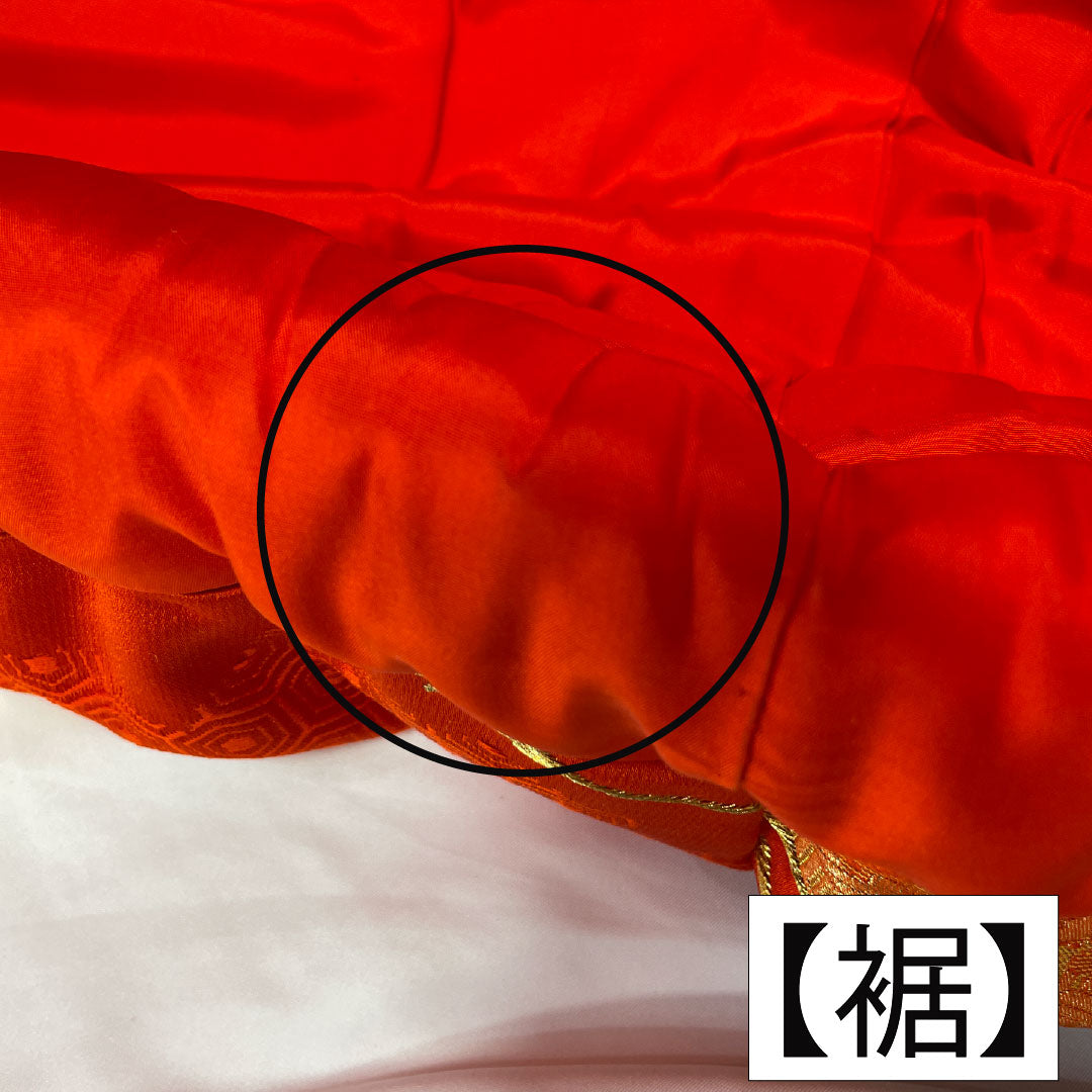 色打掛 正絹 Aランク 身丈191cm 裄丈64cm 唐織 鶴 華文 袷 朱系 1110000993916