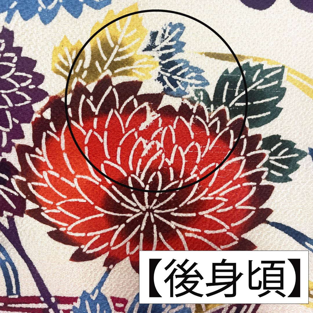 Homongi, pure silk, lined, length 159.5cm, sleeve length 64.5cm, light egg color, Kyoto Bingata, floral pattern, flowing water, B rank, cream color, 1112006064315