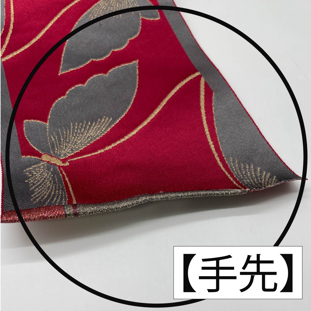 半幅帯 ポリエステル ワインレッド色 蝶 帯丈344cm 紫系 Aランク 1125001743320