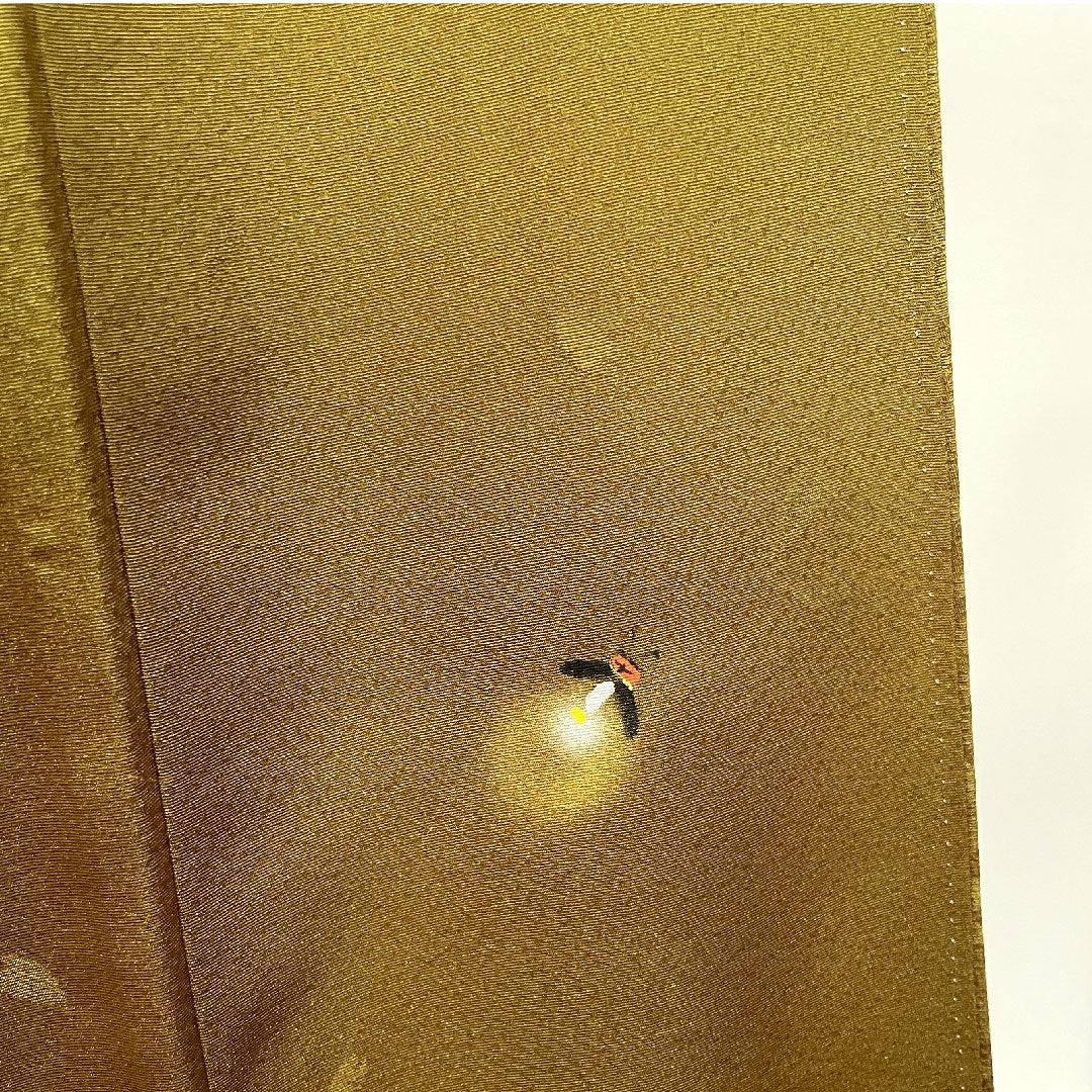 色無地 利休茶色 あたらし喜重郎 工房夢ひょうたん 黄櫨染 蛍 身丈157cm 裄丈66cm 袷 正絹 Sランク 緑系 1114000512319