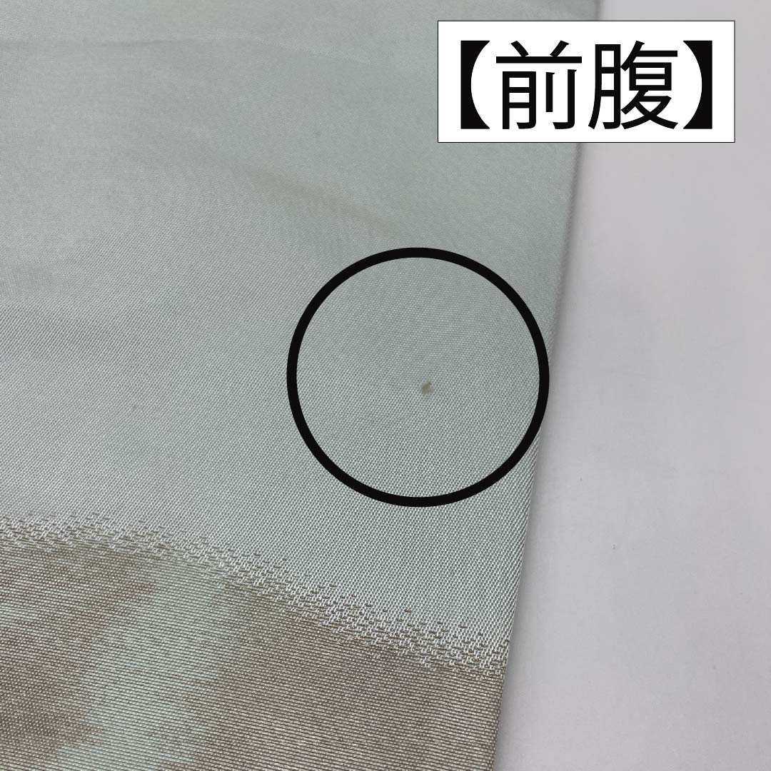 名古屋帯 正絹 Aランク 薄緑色(うすみどりいろ) 引箔 プラチナ箔 華紋 帯丈350cm ポイント柄 セミフォーマル 水色系 1124010713324 名古屋仕立て