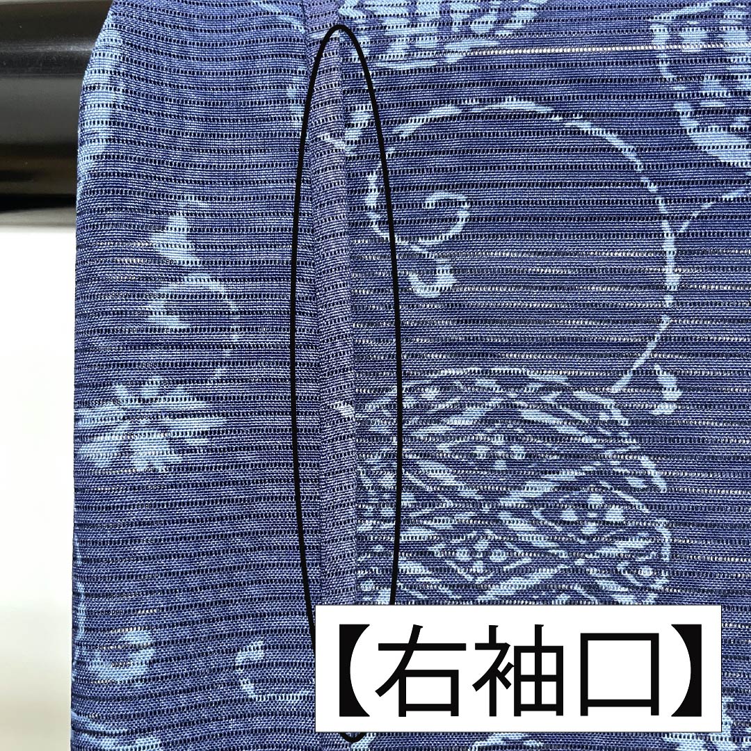 夏物 正絹 小紋 身丈163.5cm 裄丈63cm 紺色(こんいろ) 古典柄 型染 絽 Aランク 紺系 1132002713418