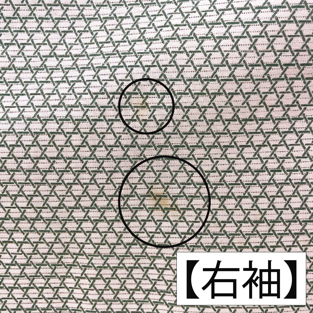 夏物 ポリエステル 小紋 Bランク 身丈161.5cm 裄丈66.5cm 桜色(さくらいろ) 籠の目 洗える着物 絽 ピンク系 1132005294413