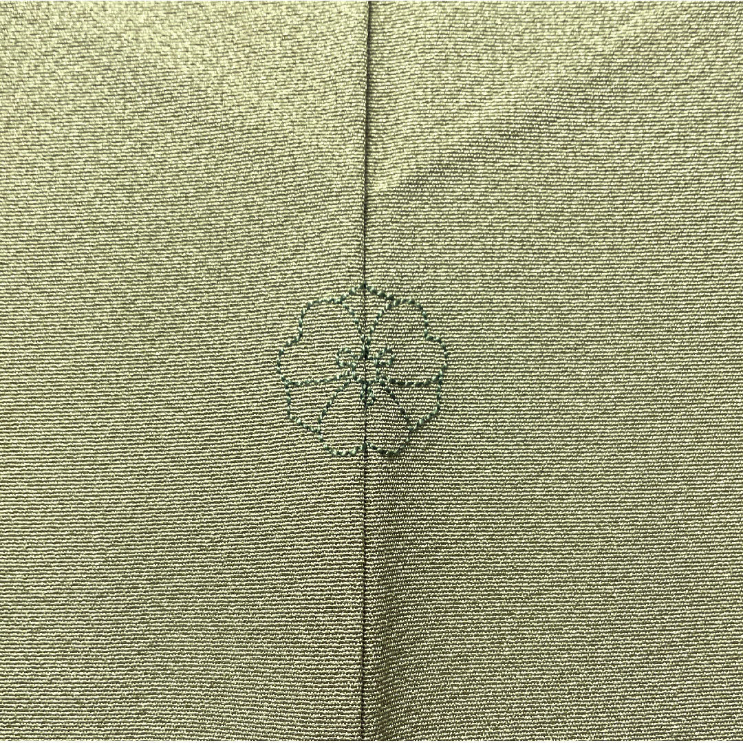 訪問着 正絹 袷 身丈160.5cm 裄丈66cm 利休色 京友禅 草花模様 剣片喰 Sランク 緑系 1112003492419