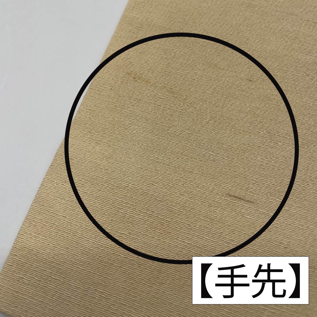 名古屋帯 正絹 Bランク 生成り色(きなりいろ) 型染 紅型調 鳥 帯丈355cm 全通 カジュアル クリーム系 1124009804315 名古屋仕立て