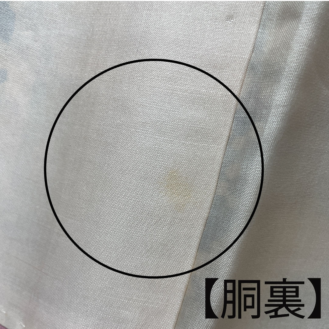 小紋 身丈154.5cm 裄丈61.5cm 袷 砥粉色 紅型 風景模様 正絹 Aランク クリーム系 1115003083215