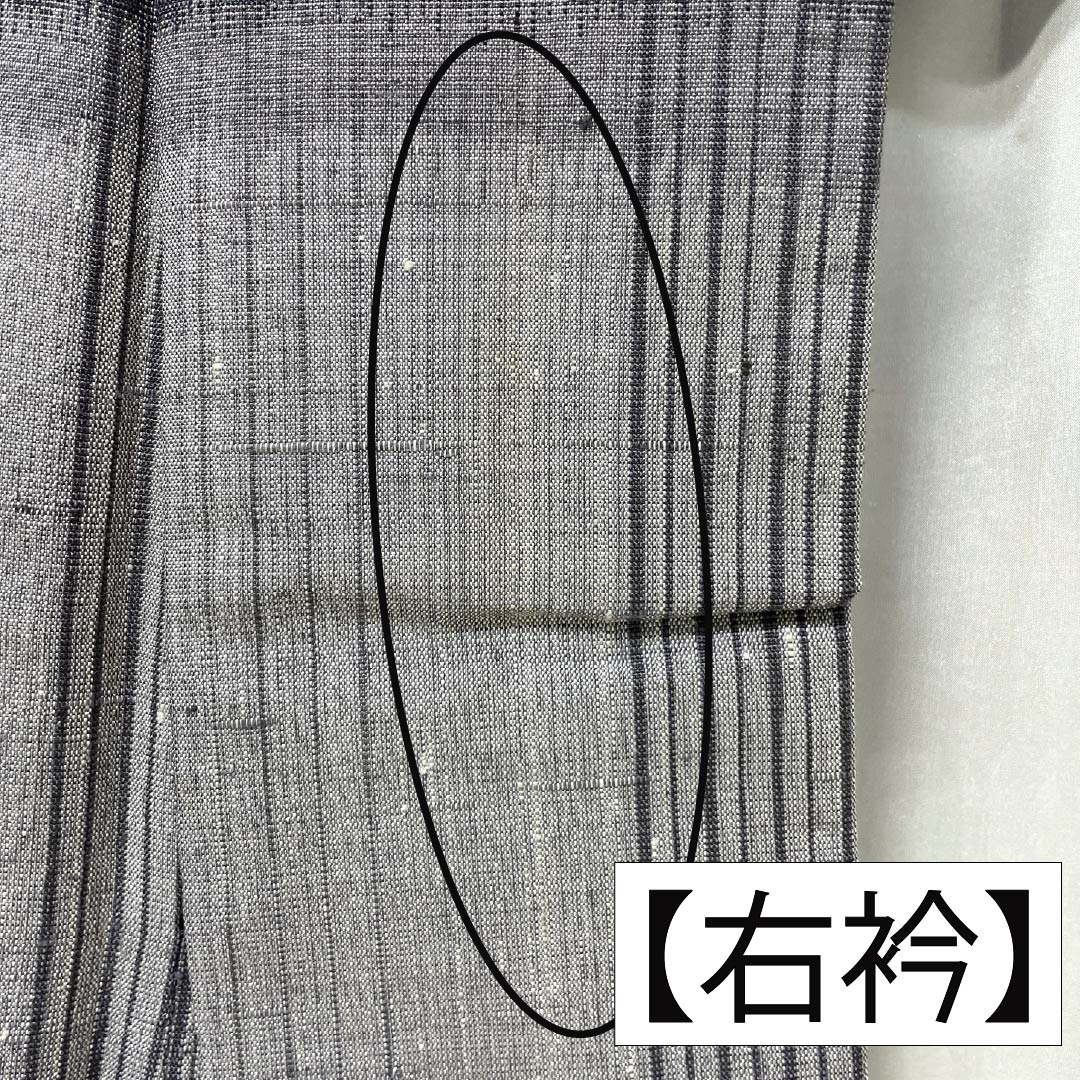 訪問着 正絹 Aランク 袷 身丈164.5cm 裄丈64cm 黝色(ゆうしょく) 紬地 縞 グレー系 1112006643422