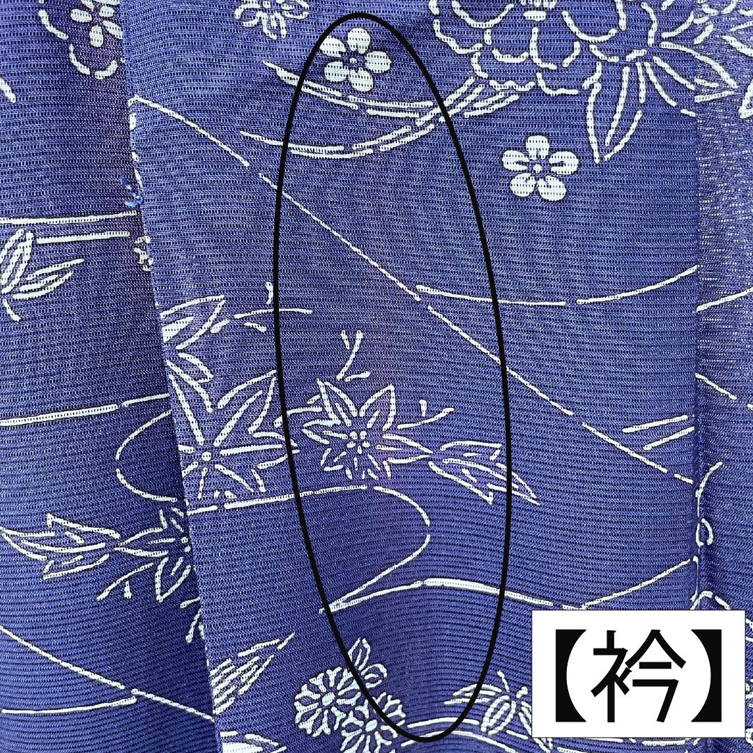 夏物 正絹 小紋 Aランク 身丈156.5cm 裄丈62.5cm 瑠璃色(るりいろ) 型染 吉祥文様 スコッチガード加工 絽 青系 1132004683317