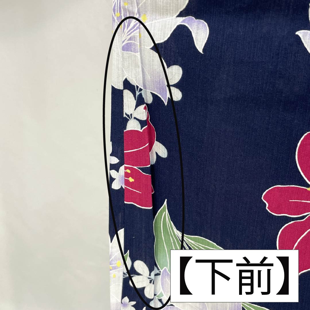 浴衣 木綿 身丈166cm 裄丈65cm Aランク 単衣 紺系 紺色(こんいろ) 百合 INGNI イング 1118006173518