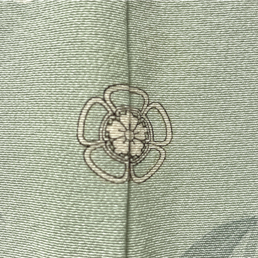 訪問着 正絹 袷 身丈165cm 裄丈63.5cm 白緑色(びゃくろくいろ) 加賀友禅 作家物 一つ紋 中陰五瓜 Aランク 緑系 1112005713519