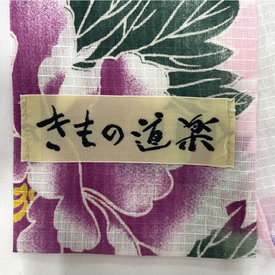 Yukata Polyester Length 166cm Sleeve length 69cm S rank Single layer White Peony Kimono Doraku 1118005352511