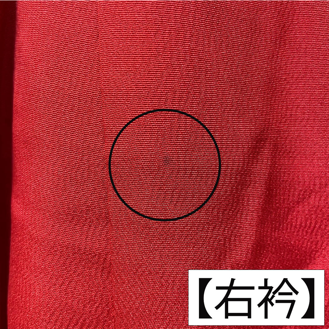 Furisode (long-sleeved kimono) made of pure silk, length 161.5cm, sleeve length 62.5cm, lined, old Turkish red, auspicious motif, A rank, red, 1113002023412