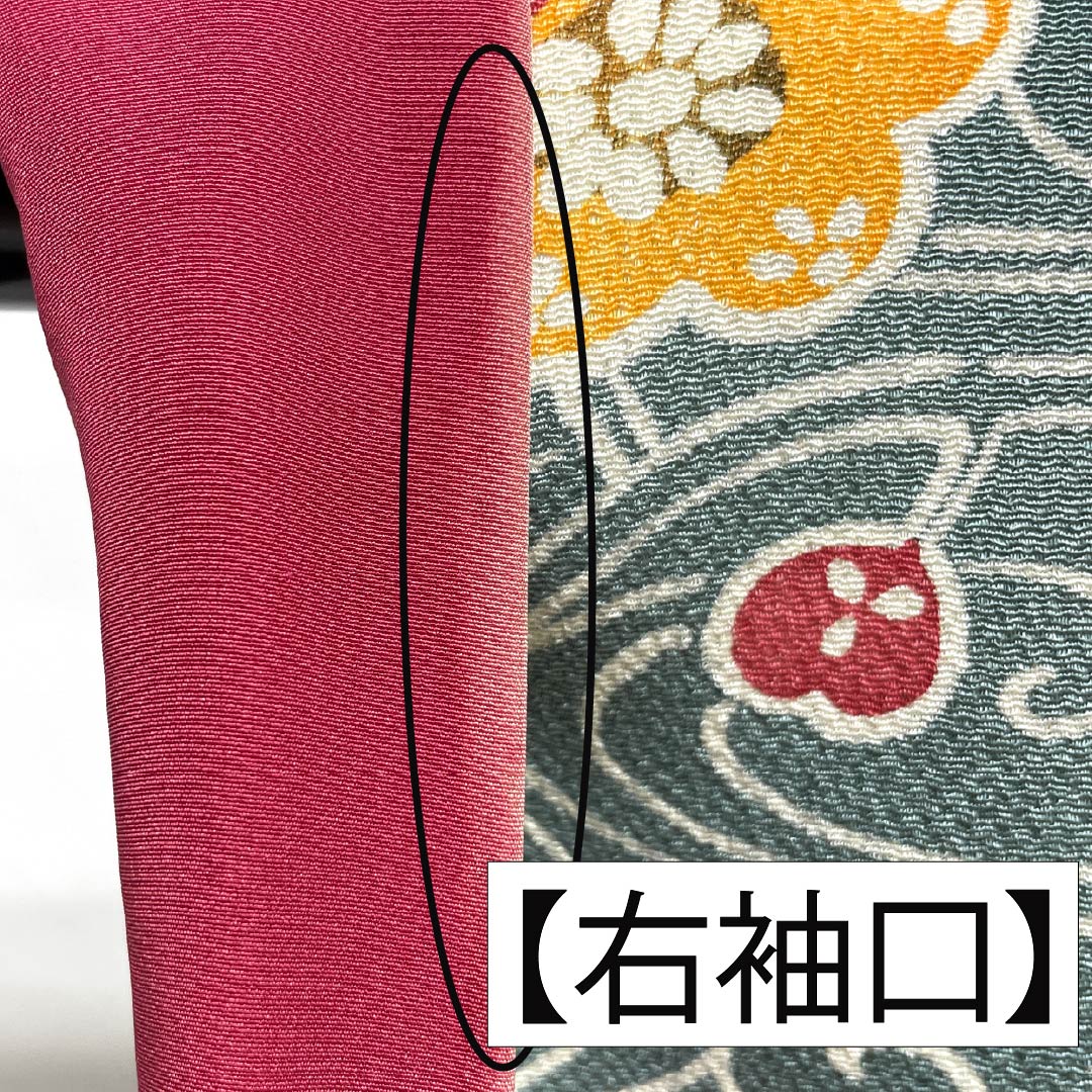 Komon (small pattern) kimono, pure silk, length 169.5cm, sleeve length 68.5cm, lined, Yamaaizuriiro (mountain indigo) color, Kyoto Bingata crepe fabric, flowing water and floral pattern, A rank, blue, 1115006163517