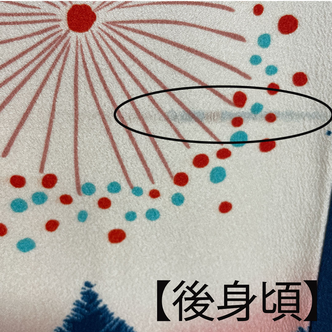 振袖 身丈169cm 裄丈67.5cm 袷 濃藍色 洗える着物 桜 ポリ Aランク 紺系 1113001113518