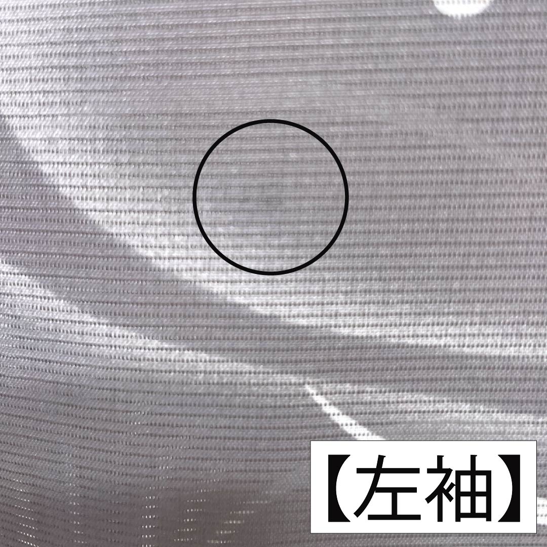 夏物 ポリエステル 小紋 Sランク 身丈160.5cm 裄丈63cm 鈍紫色(にぶむらさきいろ) 流水 露芝 洗える着物 絽 紫系 1132005172420