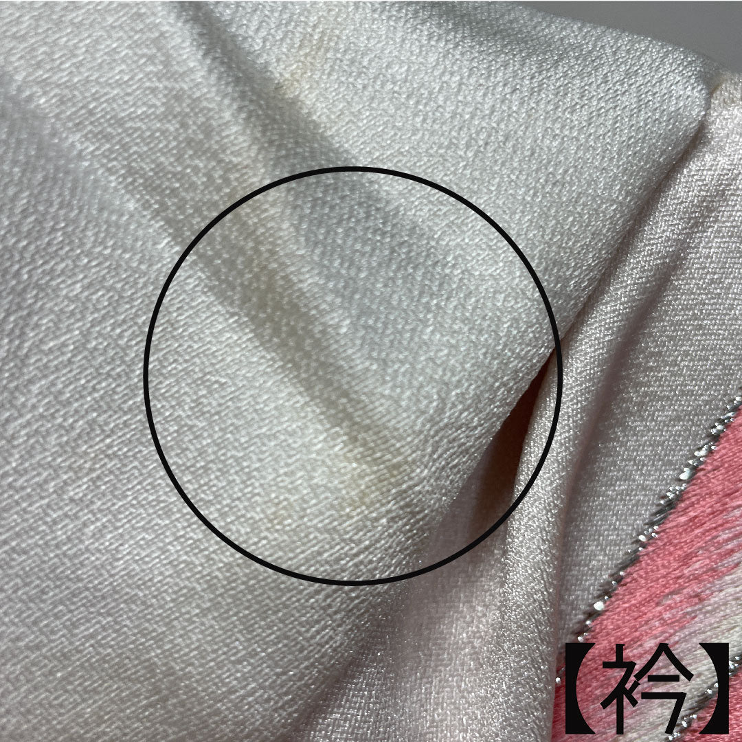 色打掛 正絹 身丈191cm 裄丈65cm 唐織 金彩加工 鶴 Bランク 袷 白系 1110000664911