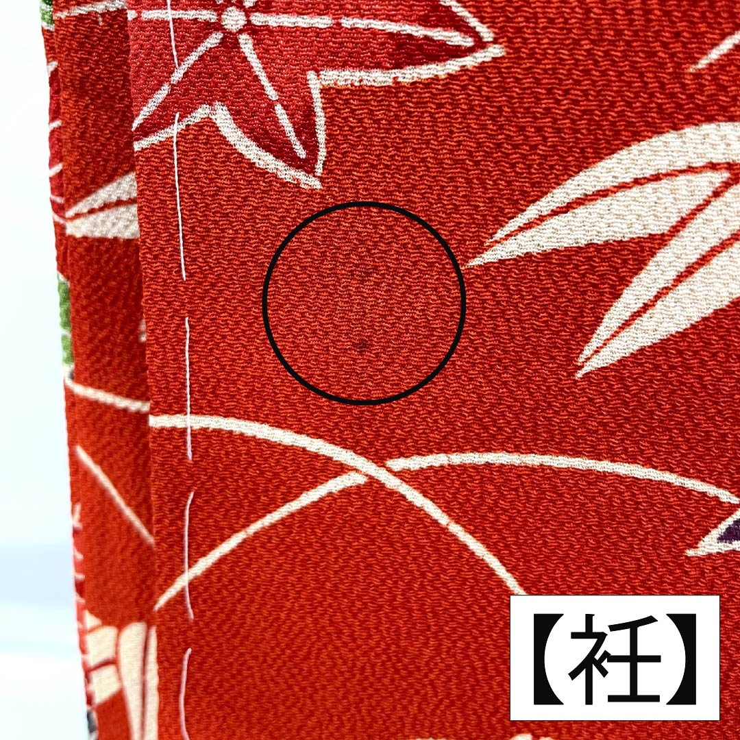 Furisode (long-sleeved kimono) made of pure silk, grade A, length 158.5cm, sleeve length 66cm, lined, red, Kyoto Bingata pattern, auspicious motifs of plum blossoms, irises, and flowing water, red tones, product number 1113002633312
