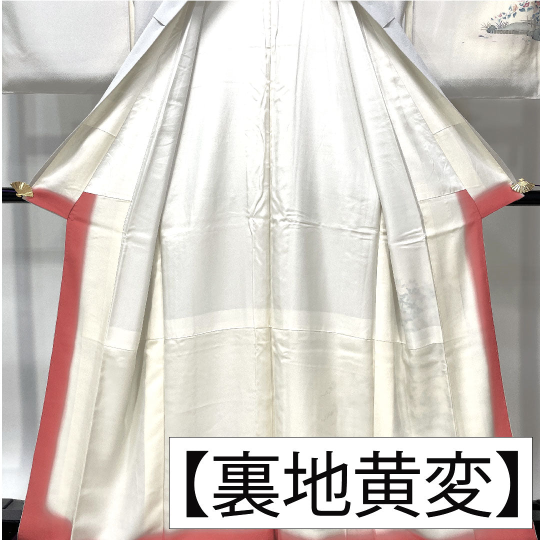 訪問着 正絹 袷 身丈168.5cm 裄丈68cm 銀白色(ぎんはくしょく) 加賀友禅 茶屋辻模様 作家物 Aランク グレー系 1112004743522