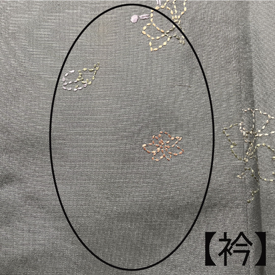 訪問着 正絹 袷 身丈162cm 裄丈65cm 灰青色 蘇州刺繡 紬地 抽象模様 Aランク グレー系 1112002813422