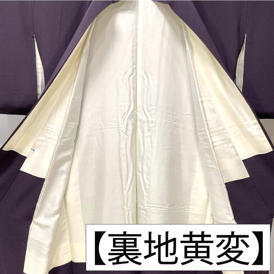 彩色留袖 纯丝 长度159.5cm 袖长66cm 里衬 紫色苏绣 吉祥图案 珍珠色调 A级 紫色 1111001303320