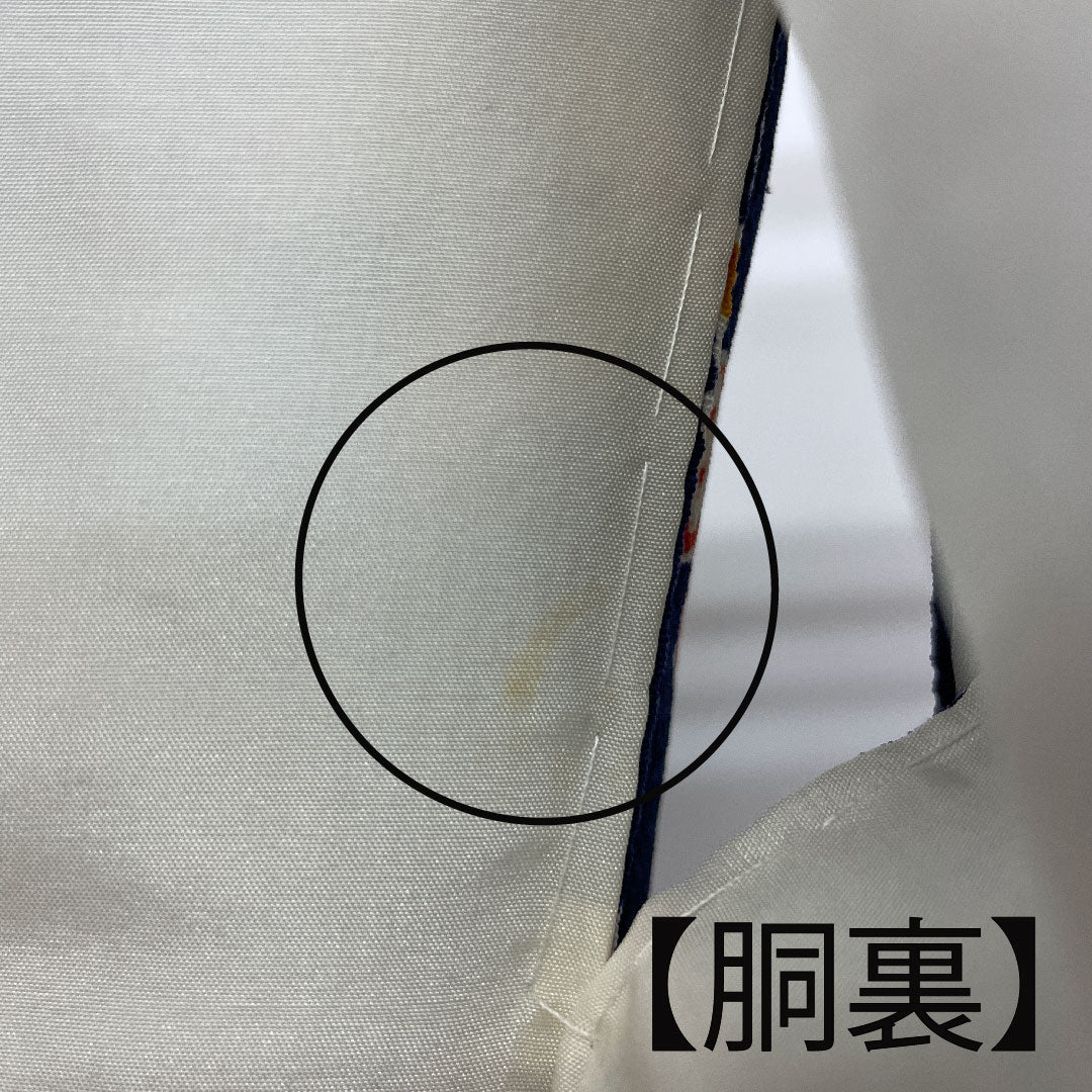 小紋 身丈155cm 裄丈62cm 袷 京紅型 松竹梅 花模様 正絹 Sランク 紺系 1115001202318