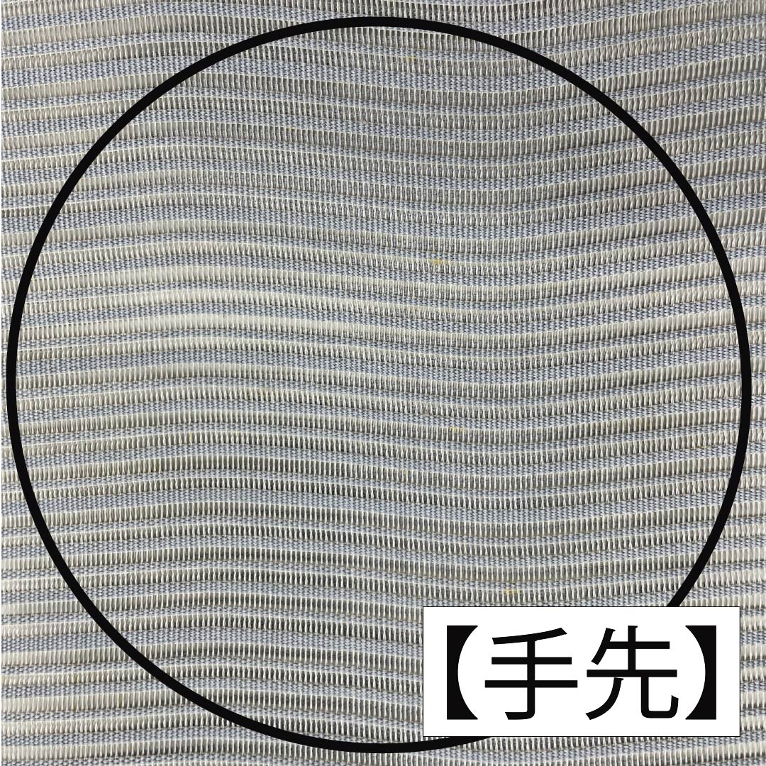 名古屋帯 正絹 空鼠色(そらねずいろ) 夏帯 野菜 帯丈373cm Bランク ポイント柄 カジュアル 青系 1124007964317 松葉仕立て