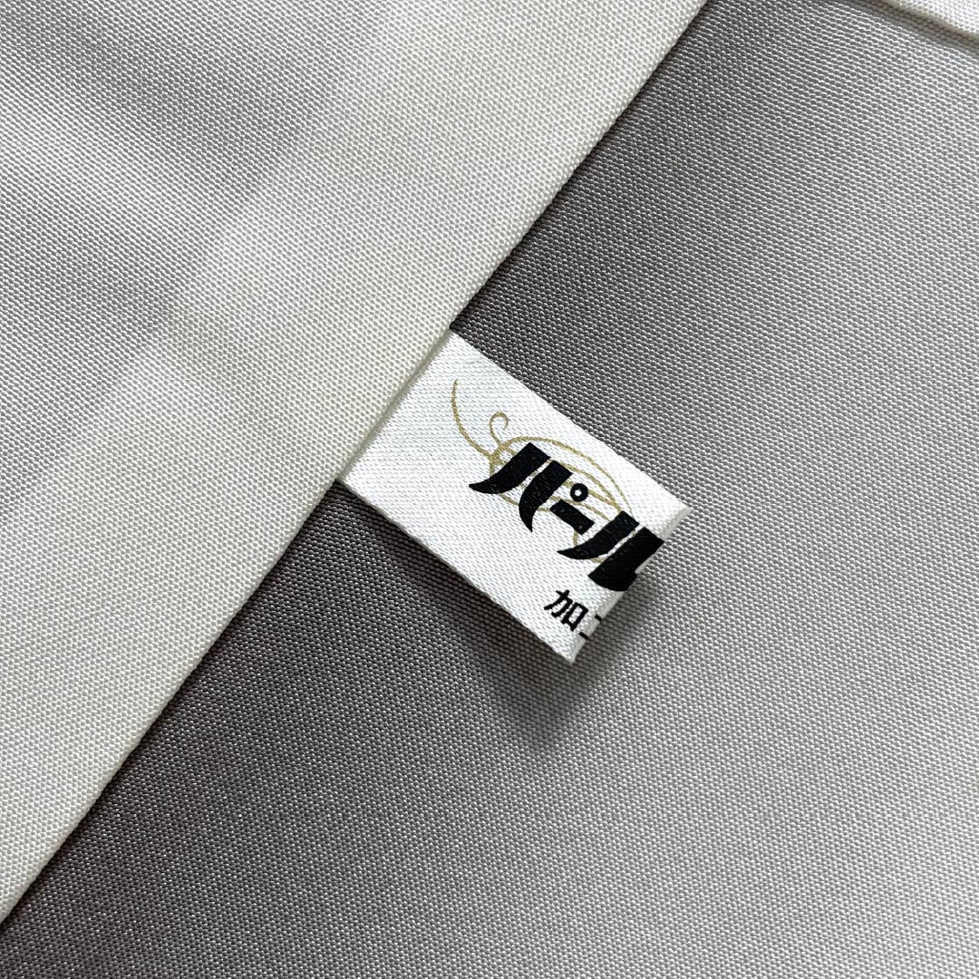 訪問着 正絹 Aランク 袷 身丈152cm 裄丈63.5cm 消炭色(けしずみいろ) 京友禅 一つ紋 陰上り藤 流水 鶴 グレー系 1112007203222