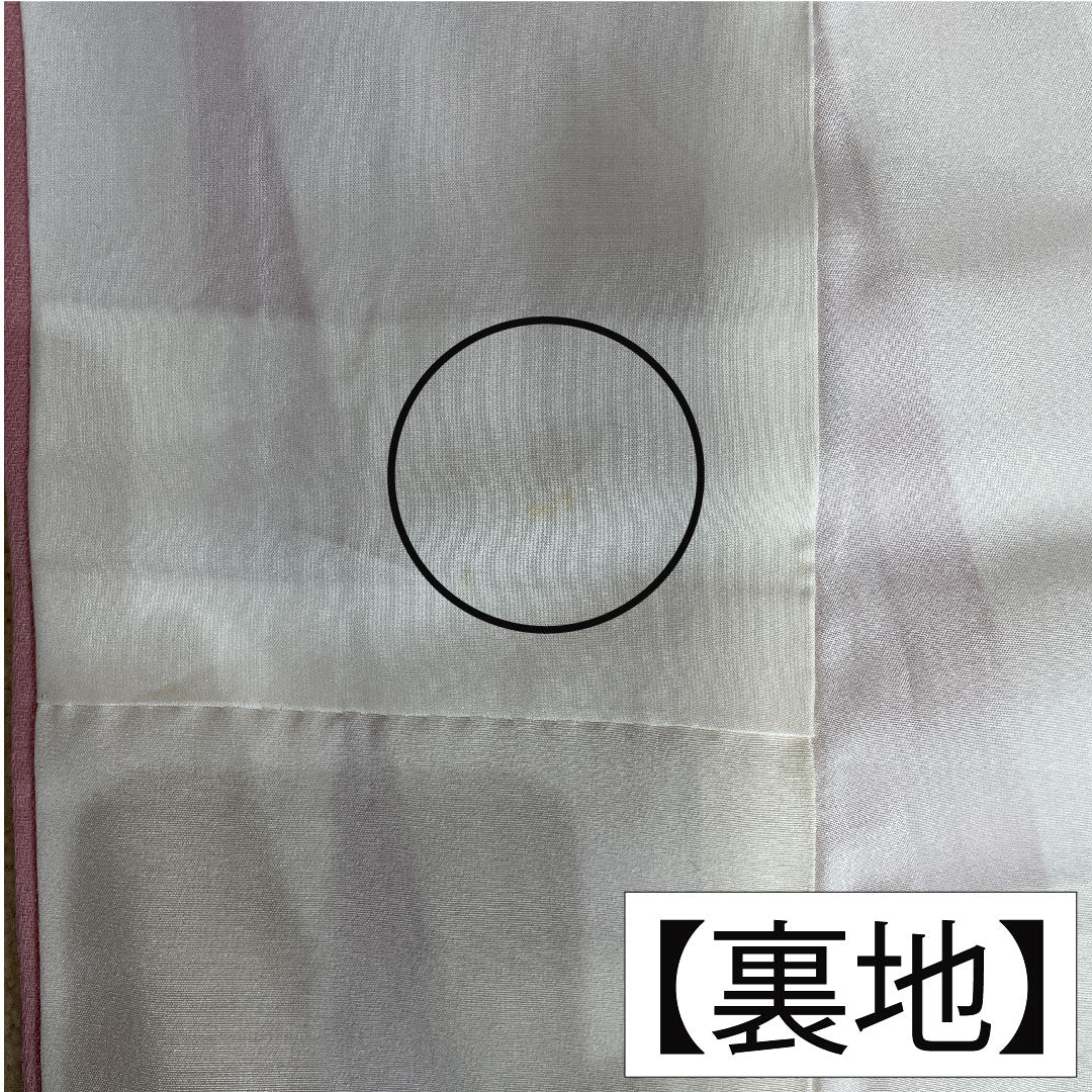 訪問着 正絹 袷 身丈158.5cm 裄丈62.5cm 一斤染色(いっこんぞめいろ) 京友禅 草花模様 一つ紋 丸に沢瀉 Aランク ピンク系 1112004763313