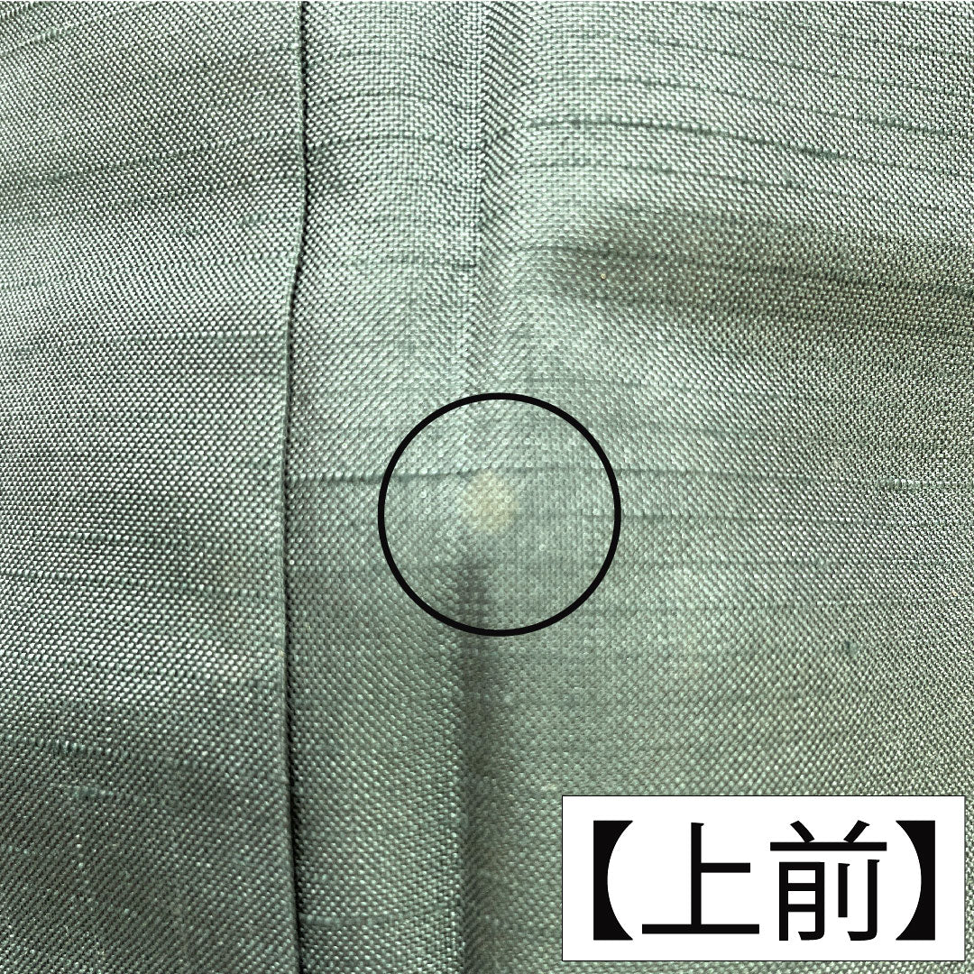 色無地 正絹 身丈152cm 裄丈61.5cm 山藍摺色(やまあいずりいろ) 紬地 しつけ糸付き 袷 Aランク 緑系 1114001653219