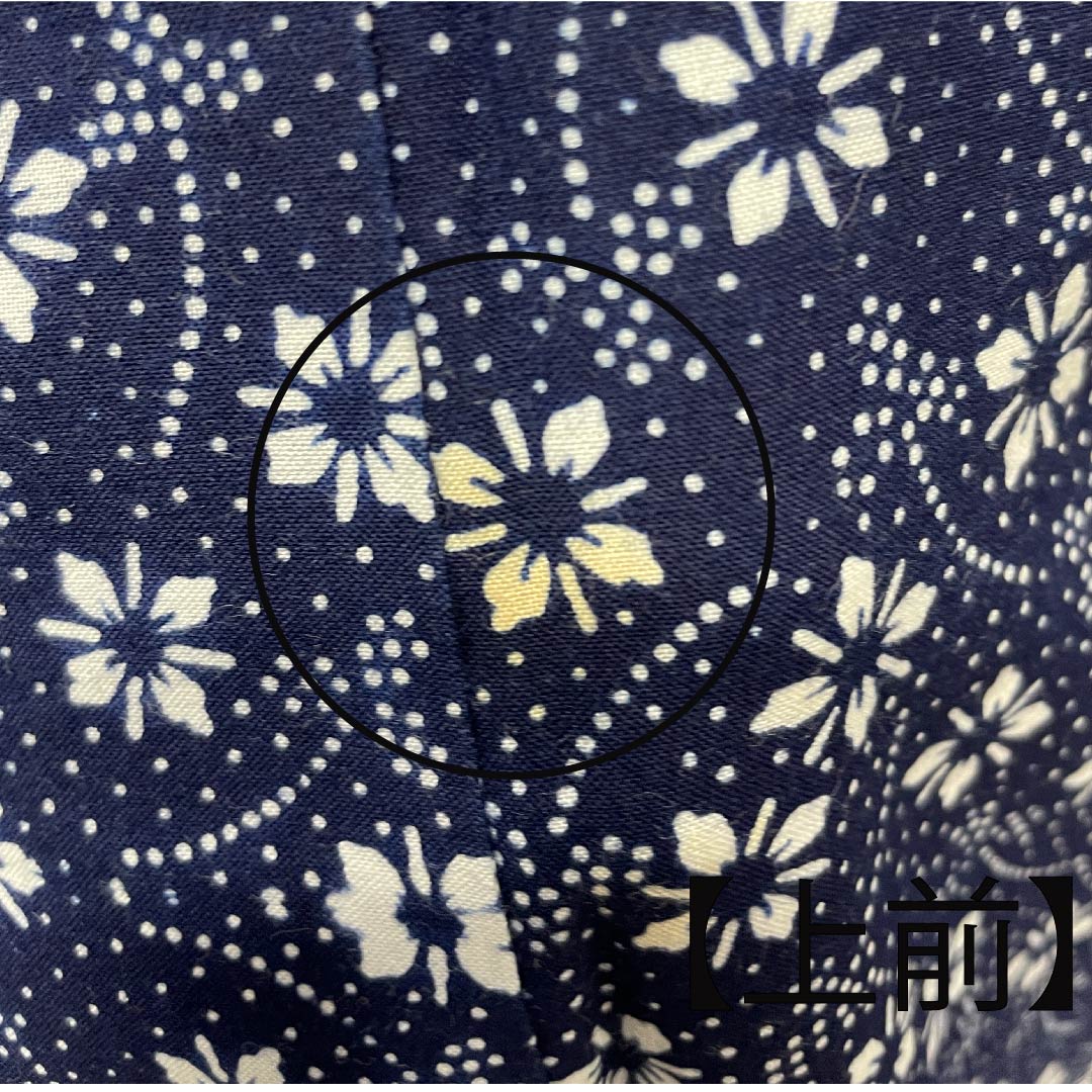 浴衣 濃紺色 花模様 木綿 Aランク 単衣 身丈152cm 裄丈63cm 紺系 1118004073218