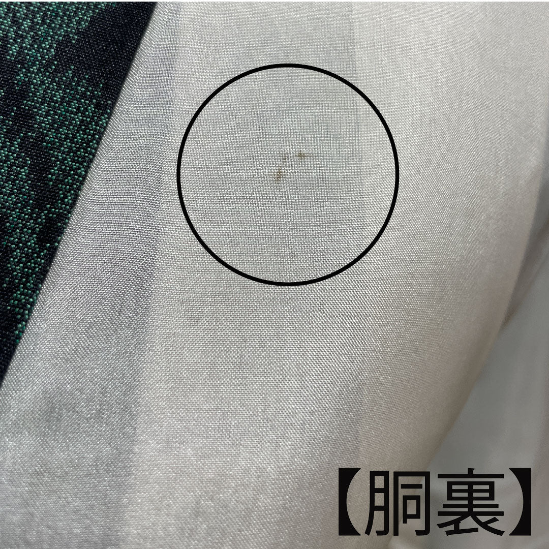 紬 身丈158cm 裄丈64cm 幾何学模様 正絹 Aランク 袷 緑系 1116002383319