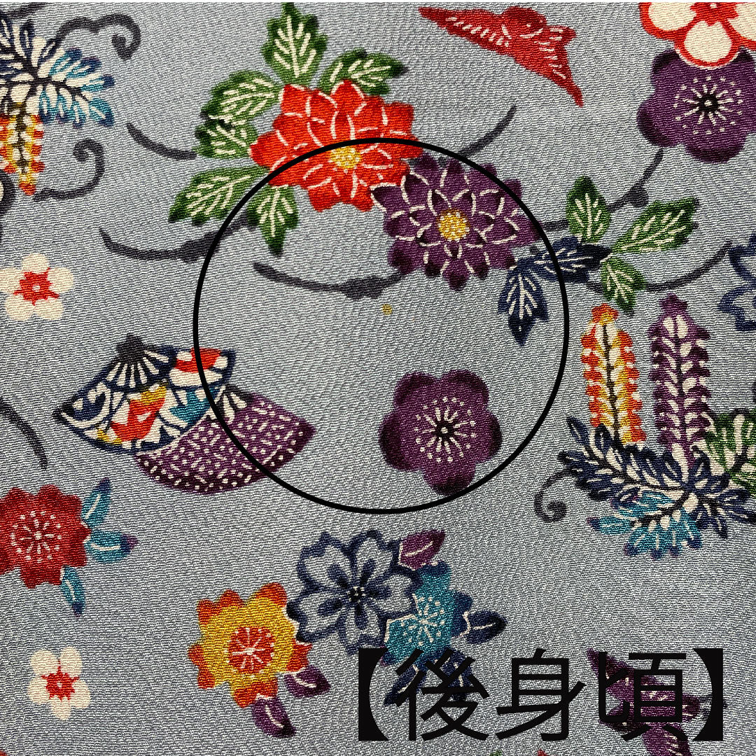 小紋 身丈160cm 裄丈62cm 袷 薄藍色 型染 草花模様 正絹 Sランク 青系 1115002742417
