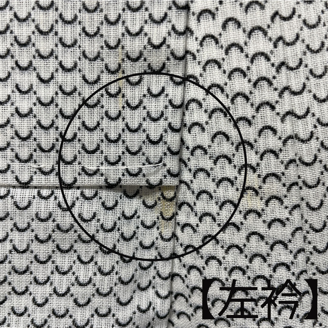 夏物 ポリエステル 小紋 身丈166cm 裄丈66cm 幾何学模様 洗える着物 紗 Aランク 白系 1132000763511