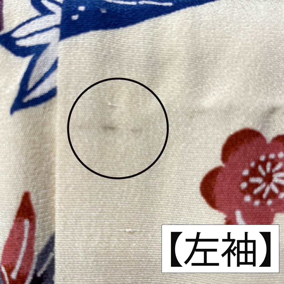 Komon (small pattern) kimono, pure silk, length 164cm, sleeve length 63.5cm, lined, light egg-colored (usutamagoiro) stencil-dyed, Chayatsuji, tsumugi fabric, S rank, cream, product number 1115006172415